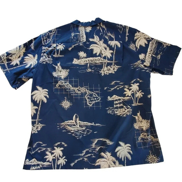 Royal Creations Men’s Hawaiian Shirt Blue Hawaii Islands Boat Palm Beach USA XXL - Picture 2 of 10
